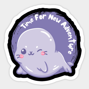 Time for new adventure Hello little seal cute baby outfit Sticker